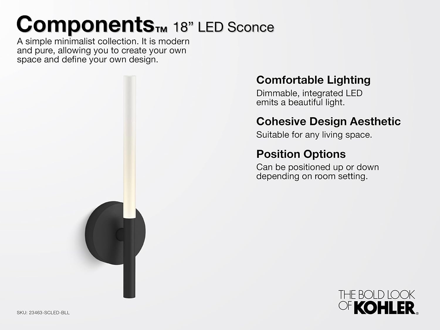 Kohler Lighting 23463-SCLED Components 18' Tall LED Bathroom Sconce - Brushed Nickel