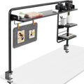 VIVO Clamp-on 50 inch Desktop Shelving System for Sit Stand Workstation, Raised Accessory Storage Shelves and Magnetic Memo Board Desk Organizer, Black, DESK-SHELF55A