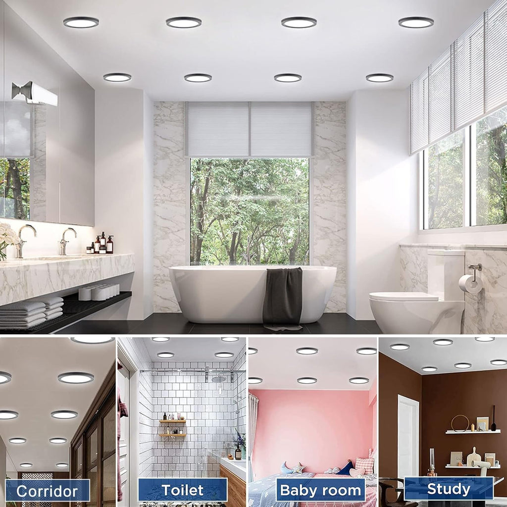 5.4' Flush Mount Ceiling Light Dimmable with ETL CERT, 5000K Black LED Ceiling Lights Ultra Thin Round Ceiling Light Fixture for Bedroom, Bathroom,Kitchen, Hallway,Basement,Closet,28Pack