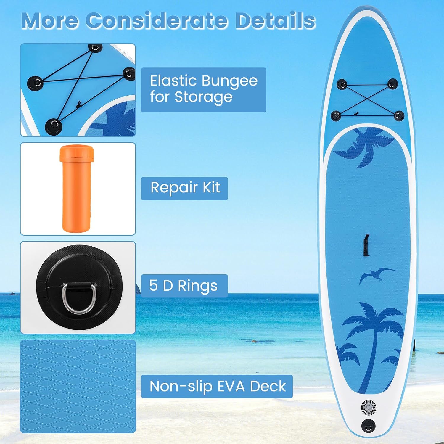 GYMAX Paddle Board, Inflatable Stand Up Paddle Board with SUP Accessories, Removable Fin, Paddle, Pump, Leash & Carry Bag, Blow Up Paddle Boards Standing Boat