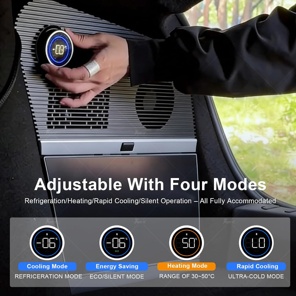 Tlyard Tesla Built-in Refrigerator for Model 3 Highland 2024 2025, Right-Side Trunk Cooler Refrigerator 10L,Bluetooth & App Control, Compressor Cooling AI Tem Control(–10°C to 20°C) Dual Power Supply
