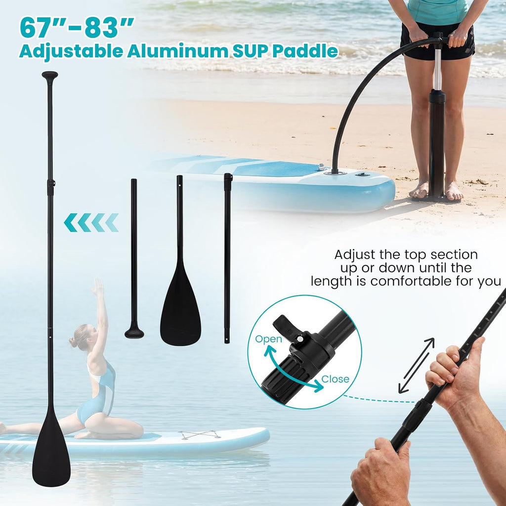 GYMAX Paddle Board, Inflatable Stand Up Paddle Board with SUP Accessories, Removable Fin, Paddle, Pump, Leash & Carry Bag, Blow Up Paddle Boards Standing Boat