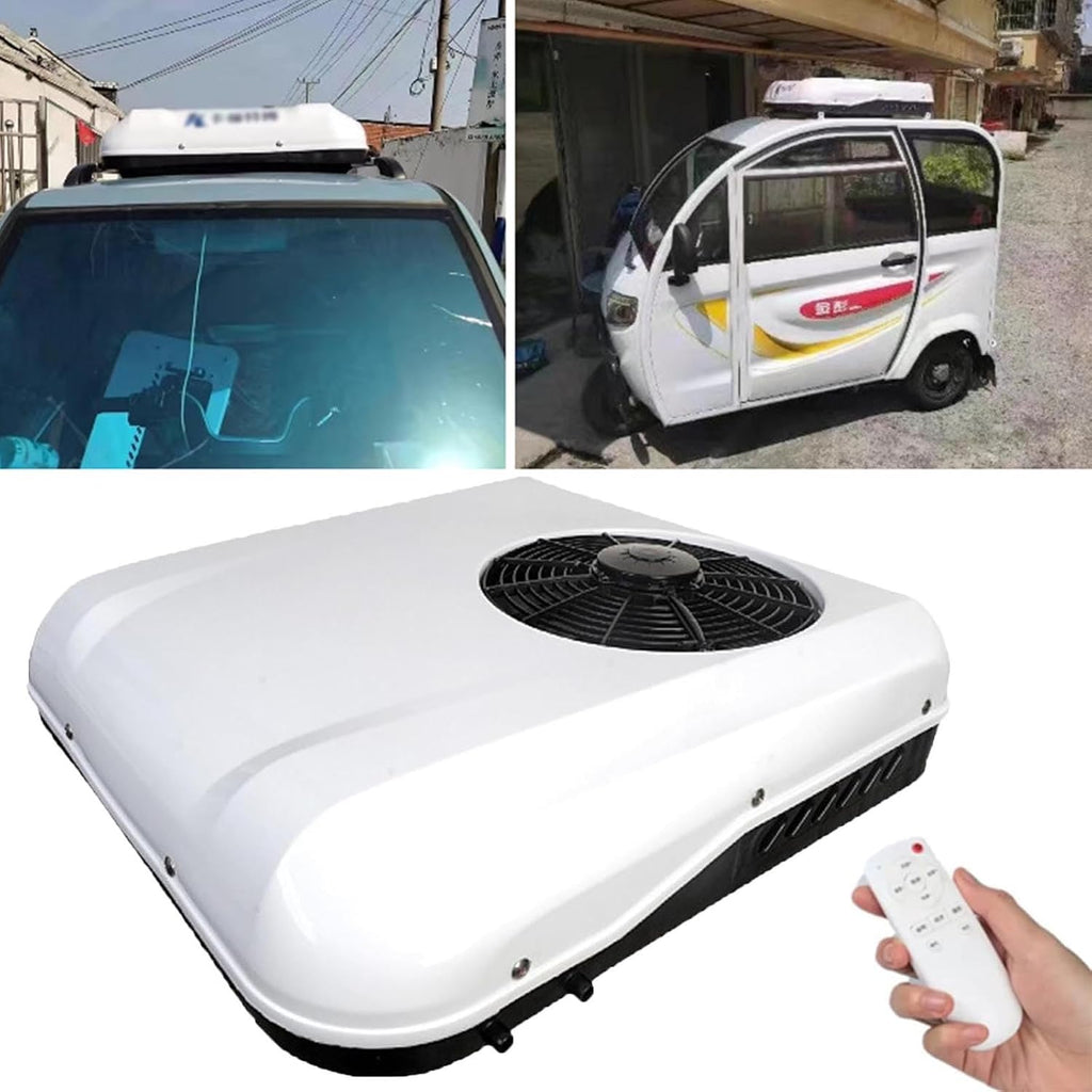 RV Air Conditioner Heat and Cool A/C Unit, Dc 12V Air Conditioner Electric Rooftop Rv Air Conditioner, Electric Rv Truck Camper Van Air Conditioner, Scroll Comp（White-12V）