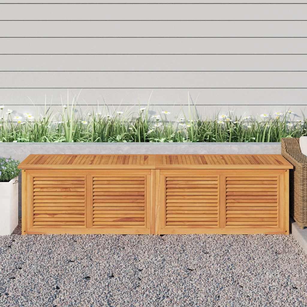 vidaXL Solid Teak Wood Patio Storage Box - Ample Storage Space, Water- Lining, Easy Assembly, Stylish and Durable