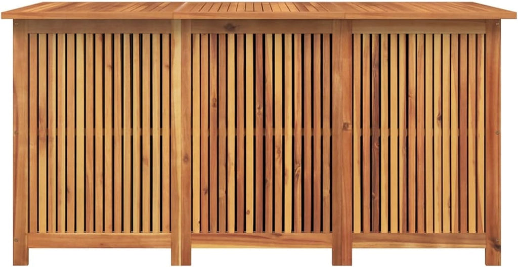 Benjara Outdoor Storage Box, Waterproof PE Bag, 59 Inch Brown Acacia Wood