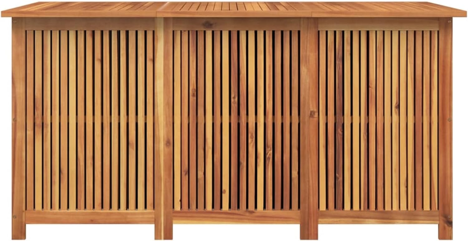 Benjara Outdoor Storage Box, Waterproof PE Bag, 59 Inch Brown Acacia Wood