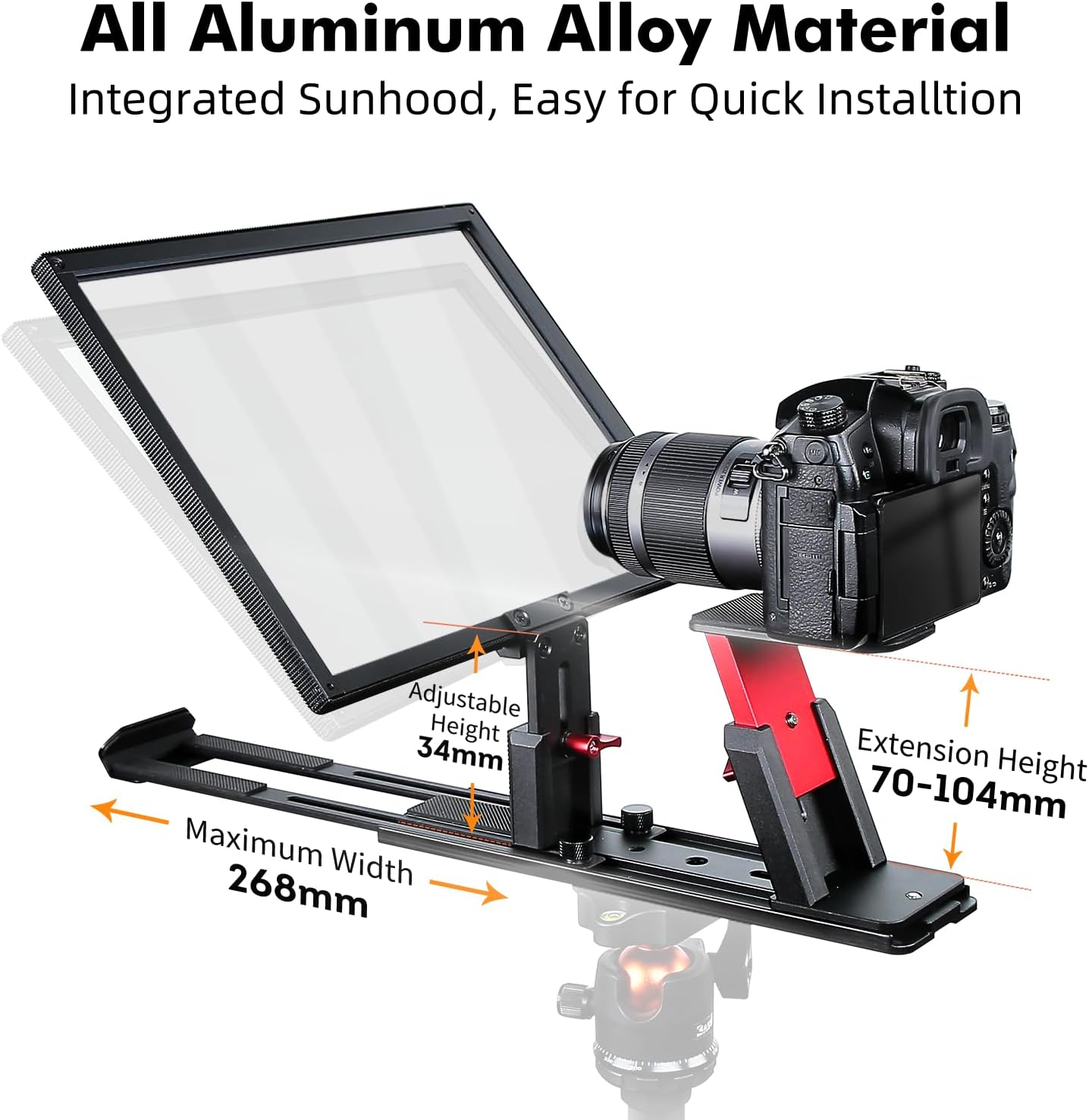 Desview T12S Teleprompter 12.9 inch Metal Teleprompter High Display Glass Compatible with Smartphone Tablet ipad Camera Easy Assembly Carry Case Included Great Partner for Video Making
