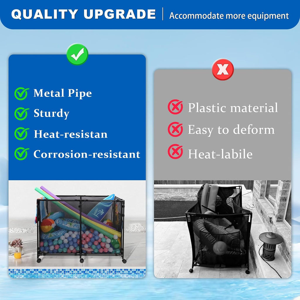 271 Gal Super Large Capacity pool storage | For Outdoor Pools/courtyard/Beaches, Stores Swimming Rings/Floaters & More,With Lockable Wheels, Portable & Space-Saving,pool float storage (L)