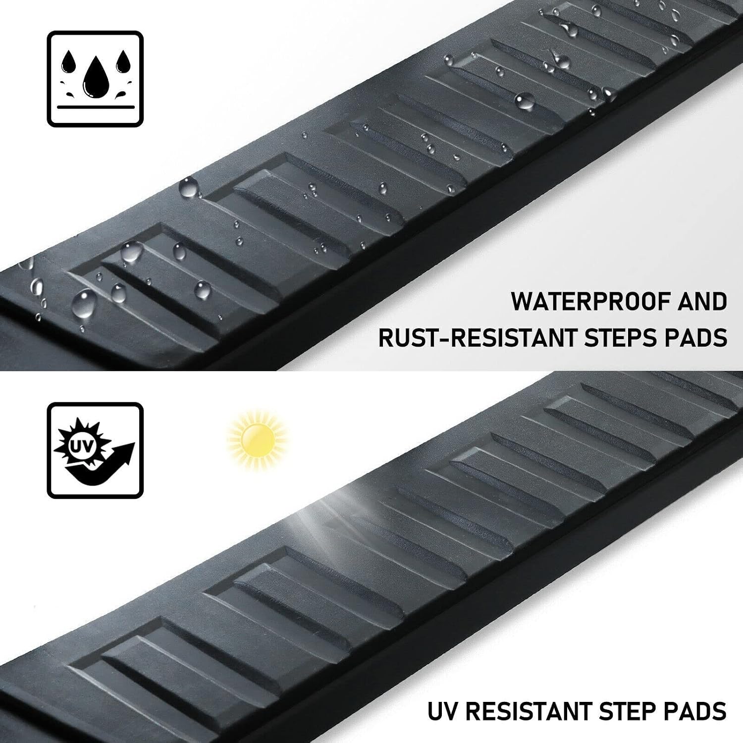 6 Inch Running Boards Compatible with 2019-2026 Ford Ranger Super Crew Cab with 4 Full Size Doors. Ford Ranger Steps Rock Sliders Step Bar Side Steps. Galvanized Carbon Steel Black Nerf Bar.