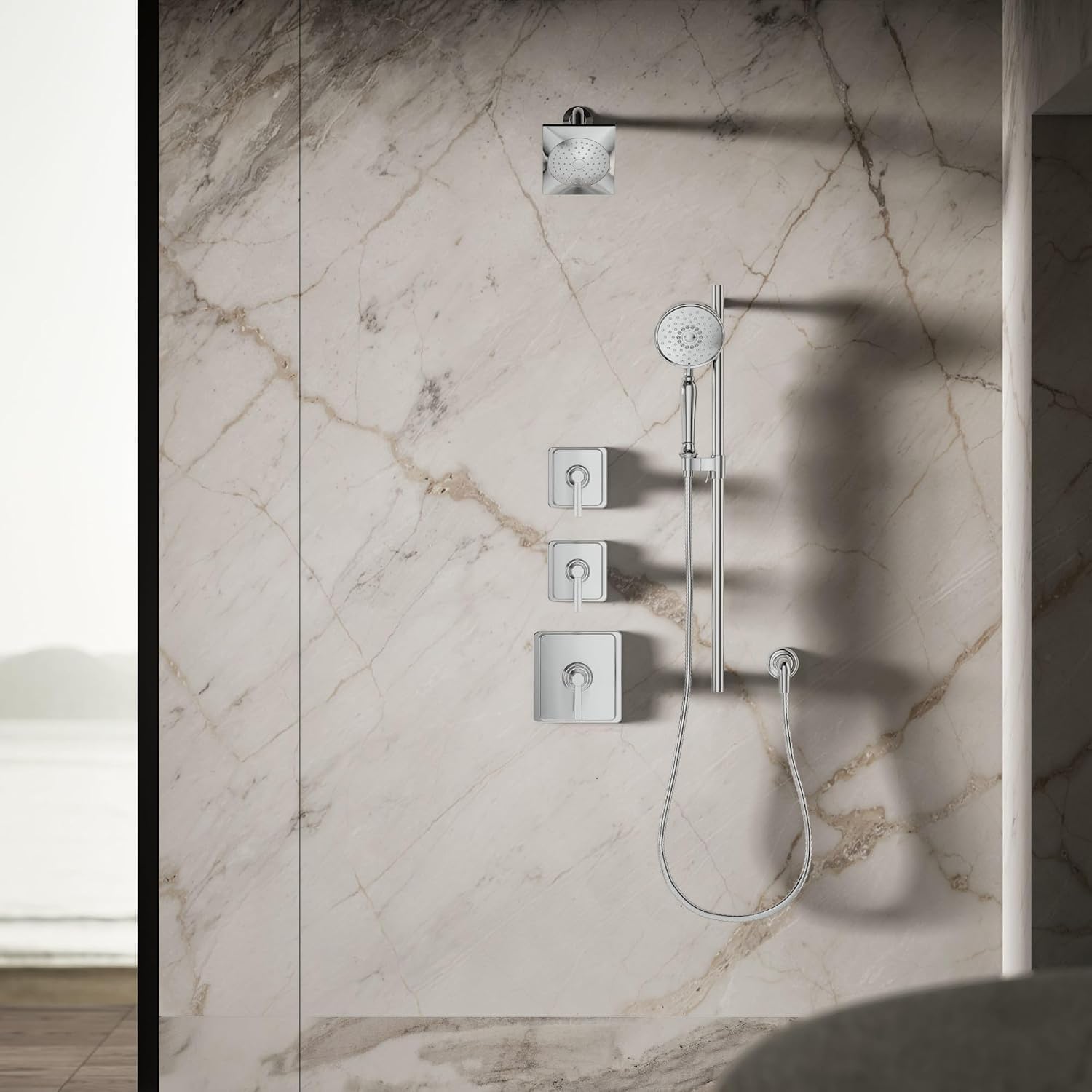 Loure Single-Function Showerhead, Showerarm and Escutcheon Not included Finish: Polished Chrome