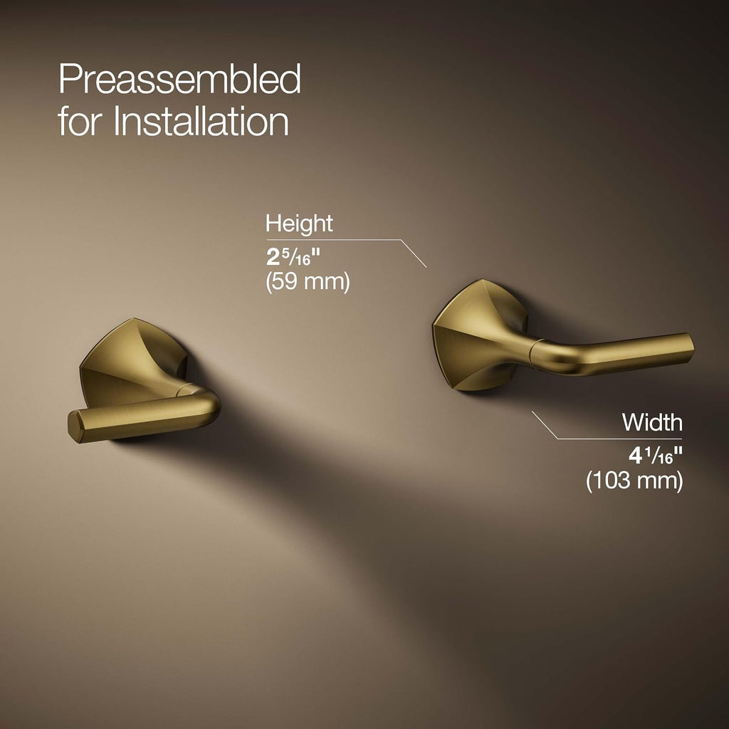 KOHLER T27013-4-2MB Occasion Wall-Mount Bathroom Sink Faucet Lever Handle Trim in Vibrant Brushed Moderne Brass