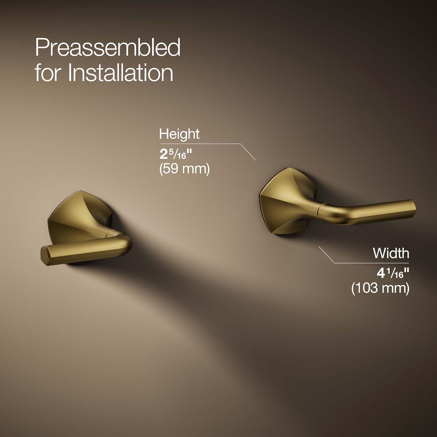 KOHLER T27013-4-2MB Occasion Wall-Mount Bathroom Sink Faucet Lever Handle Trim in Vibrant Brushed Moderne Brass