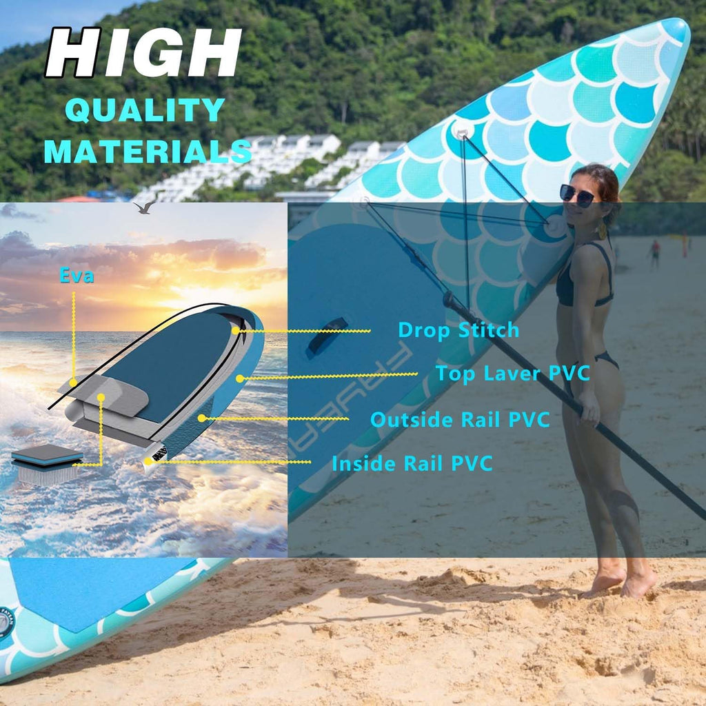 Inflatable Paddle Board,Stand Up Paddle Board,Anti-Slip EVA Deck,Complete SUP Accessories for All Skill Levels,Widened Paddleboard Equipped with Removable Fin, Hand Pump