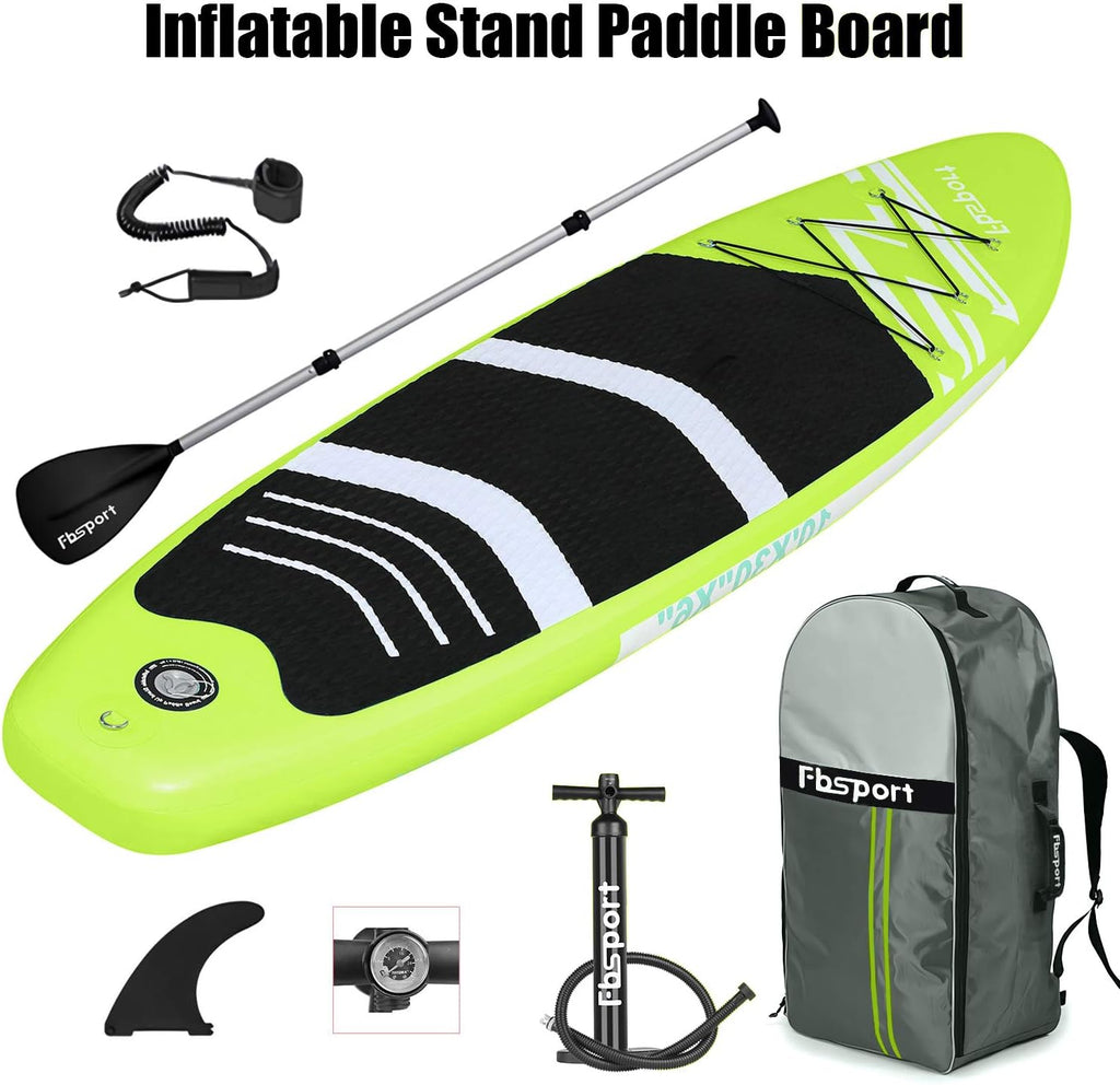 FBSPORT 10'6'' Premium Inflatable Stand Up Paddle Board, Yoga Board with Durable SUP Accessories & Carry Bag | Wide Stance, Surf Control, Non-Slip Deck, Leash, Paddle and Pump for Youth & Adult