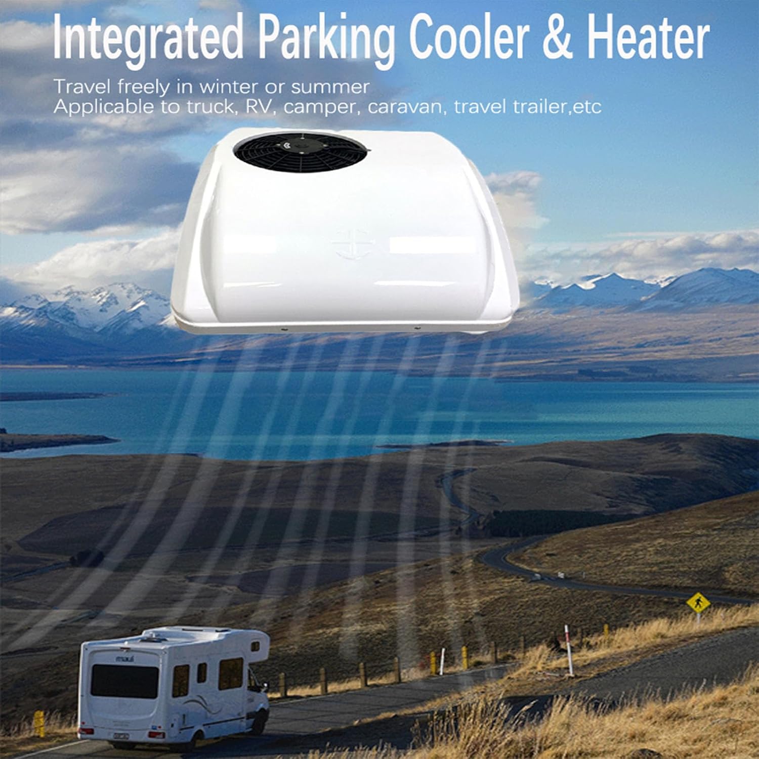 Rooftop Air Conditioner, All-in-One Unit RV Rooftop, Low Noise, Electric Scroll Air Compressor, for Truck RV AC Parking (12V)