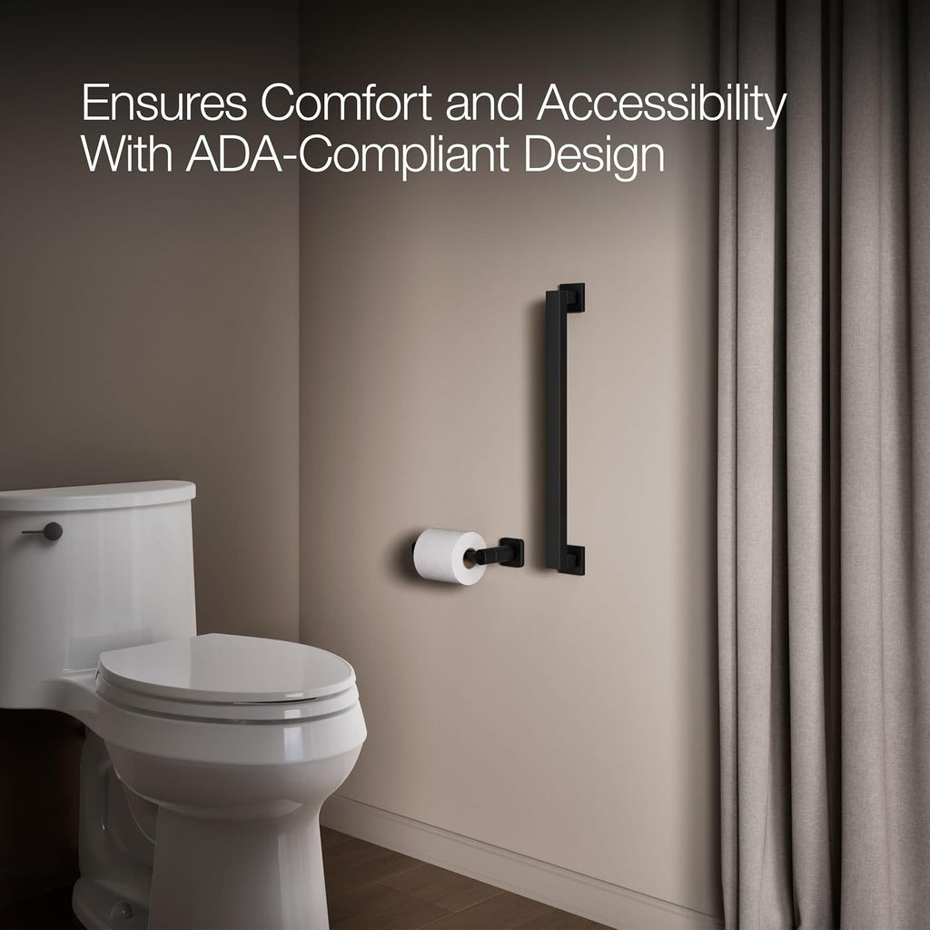KOHLER K-23294-BL Square 18 Inch Grab Bar, Installation Hardware Included, 300lb Capacity, Matte Black