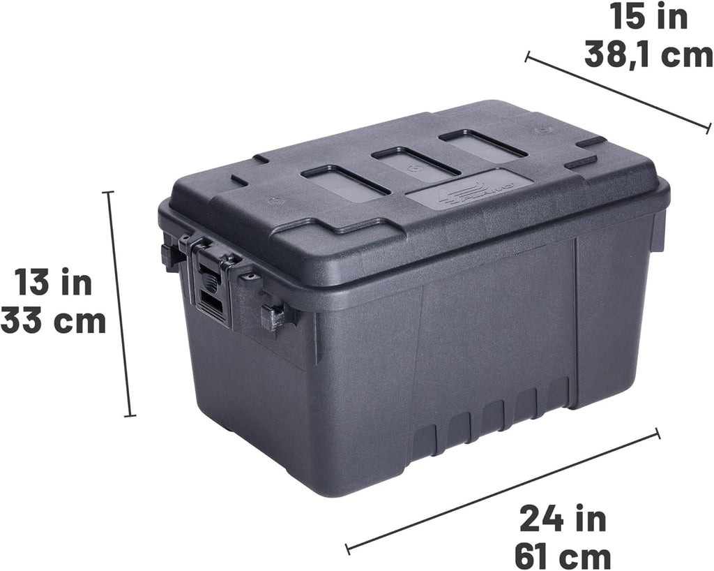 Plano Sportsman Trunk, Black, Small, Lockable Storage Box, Airline Approved Sportsman Trunk, Hunting Gear and Ammunition Bin, Heavy-Duty Containers for Camping, 56-Quart