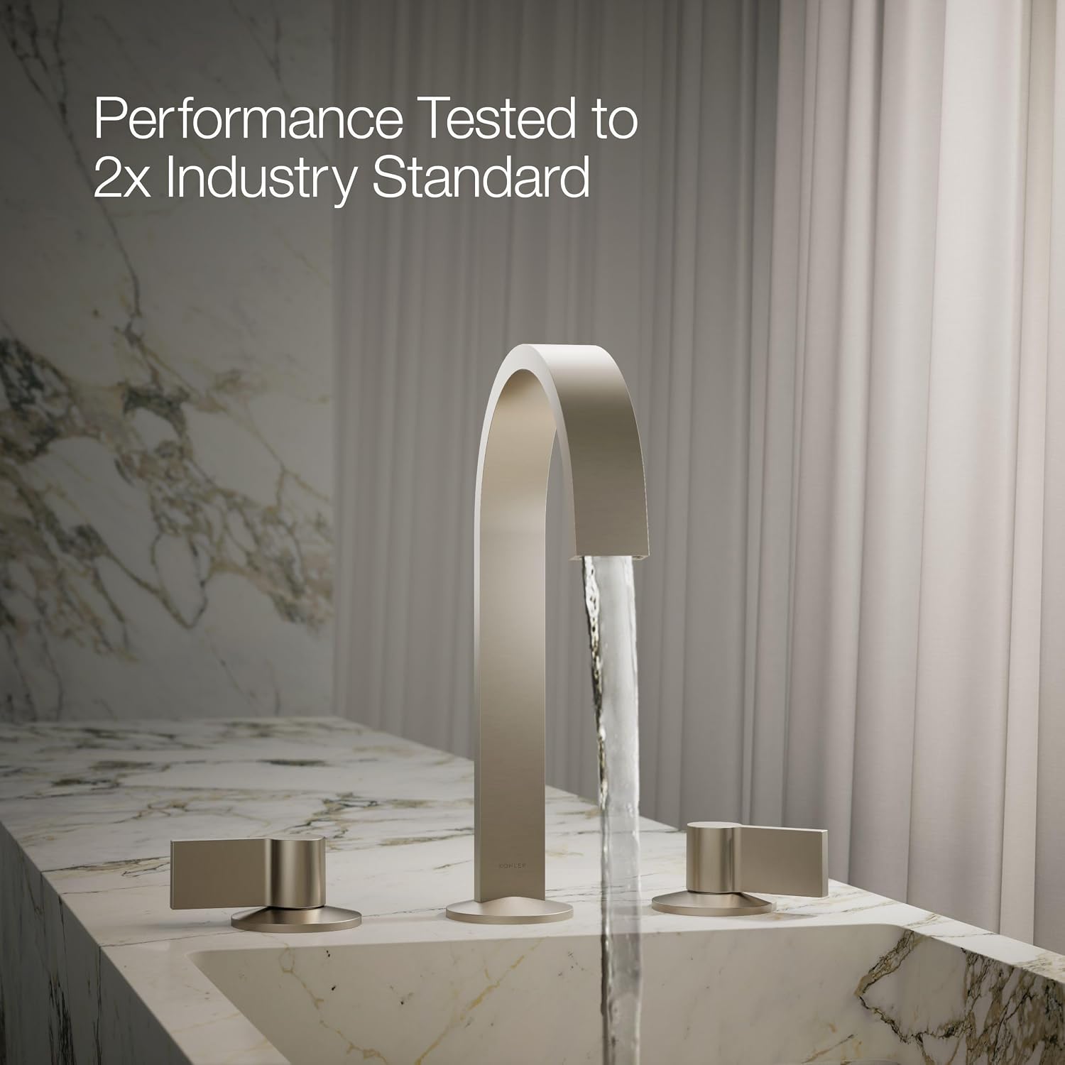 Kohler 77968-BN Components® Bathroom Sink Faucet spout with Ribbon Design, 1.2 gpm, Vibrant Brushed Nickel
