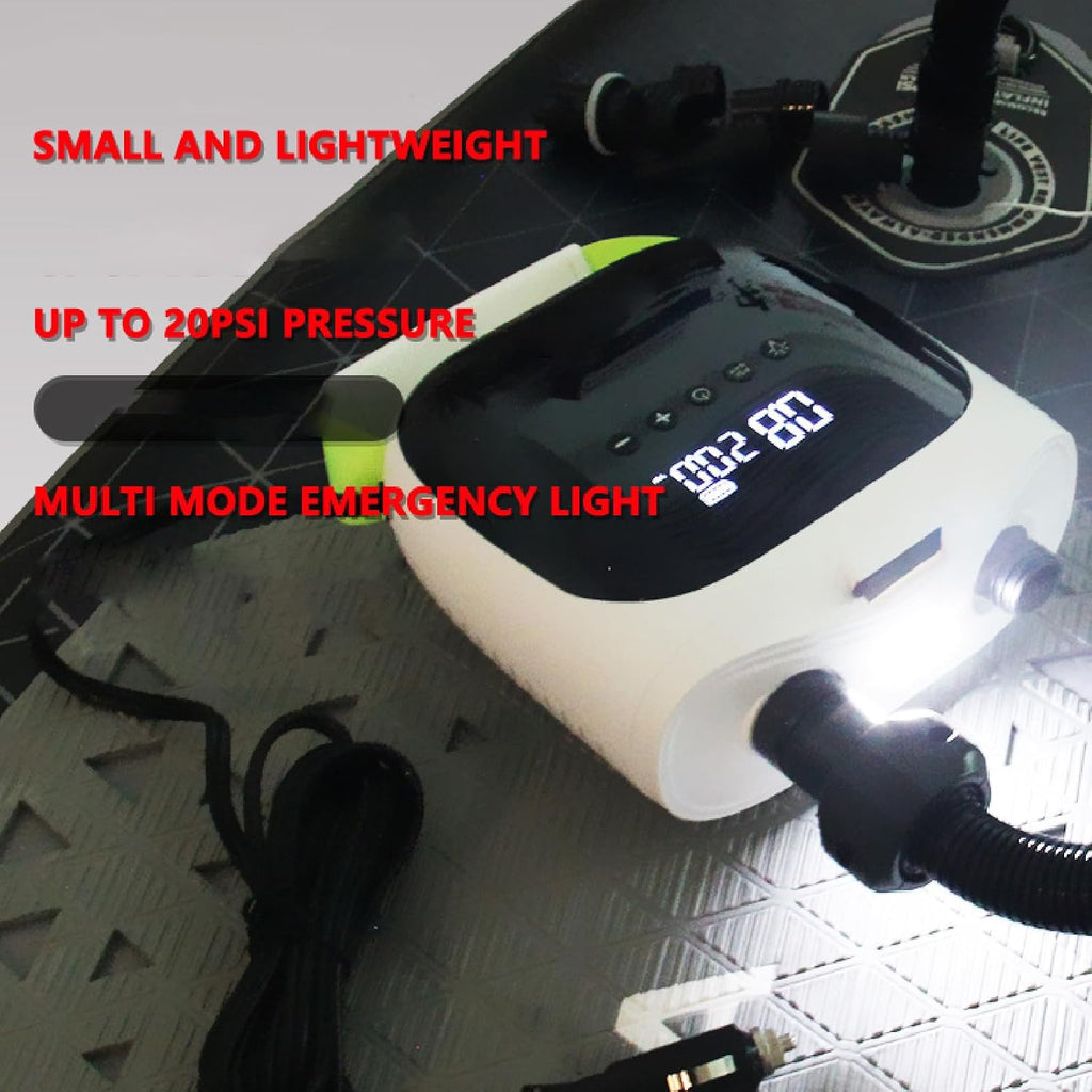 Rechargeable Paddle Board Pump Electric Air Pump Smart Pressure System Segmented Inflation for Inflatable Tent Boat Kayak ABS Material 4000mAh Battery