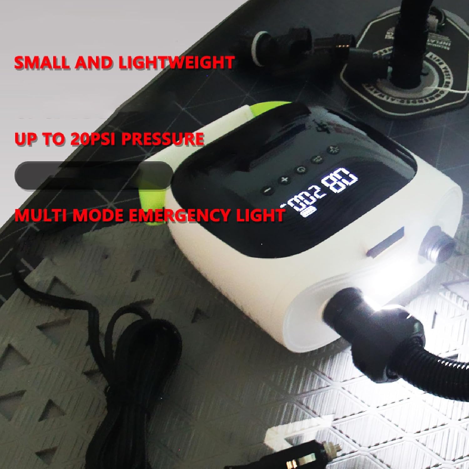 Rechargeable Paddle Board Pump Electric Air Pump Smart Pressure System Segmented Inflation for Inflatable Tent Boat Kayak ABS Material 4000mAh Battery