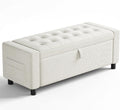 Amada 46' Storage Ottoman Bench with Safety Hinge, Hidden Compartment & Side Pocket - Upholstered End of Bed/Entryway Bench for Bedroom & Living Room, 400 lbs Weight Capacity, Beige