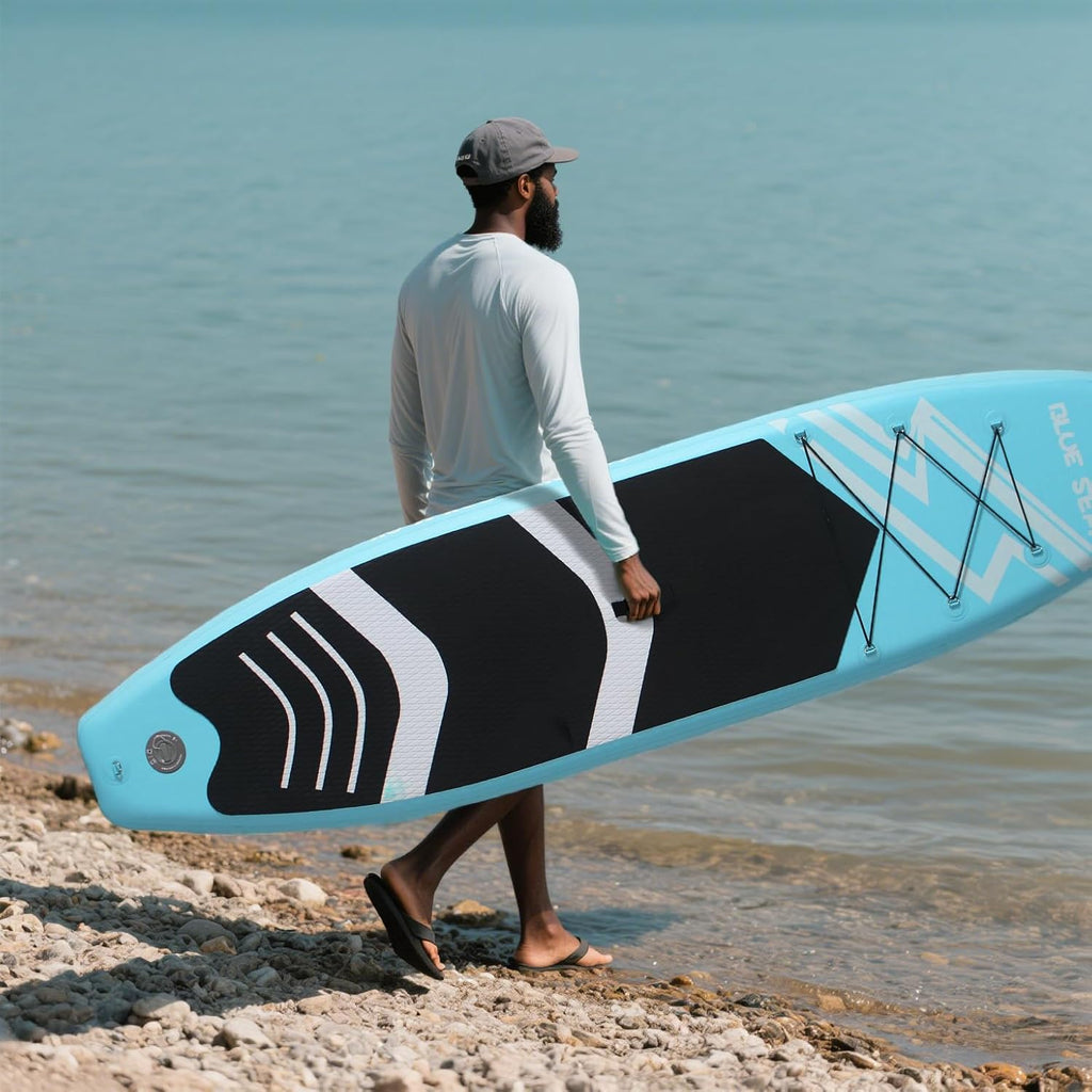 Inflatable Stand up Paddle Board, Extra Wide SUP, with Premium Paddleboard Accessories, Hand Pump, Backpack, Adult & Youth, for Yoga Fishing Paddling
