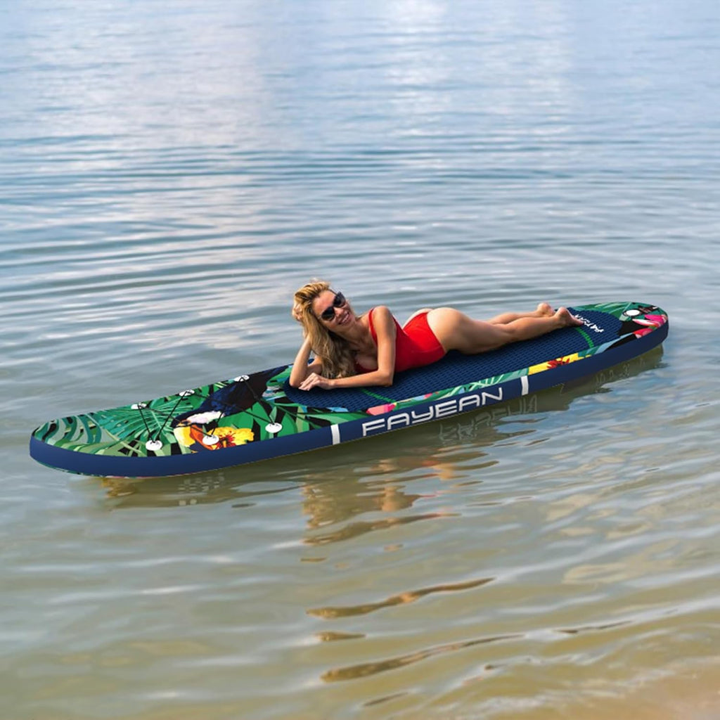 Inflatable Paddle Board,Stand Up Paddle Board,Anti-Slip EVA Deck,Complete SUP Accessories for All Skill Levels,Widened Paddleboard Equipped with Removable Fin, Hand Pump