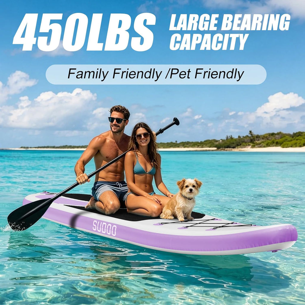 SUDOO Inflatable Stand Up Paddle Board 10'/ 10'6' SUP with 450LB Weight Capacity Adjustable Paddle Wide Stable Non Slip EVA Deck Complete Accessories for Adults Beginners Youth Outdoor Water Sports