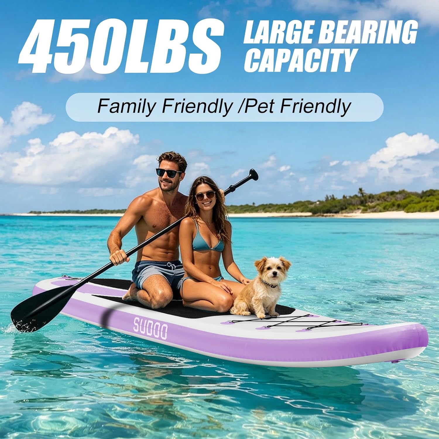 SUDOO Inflatable Stand Up Paddle Board 10'/ 10'6' SUP with 450LB Weight Capacity Adjustable Paddle Wide Stable Non Slip EVA Deck Complete Accessories for Adults Beginners Youth Outdoor Water Sports
