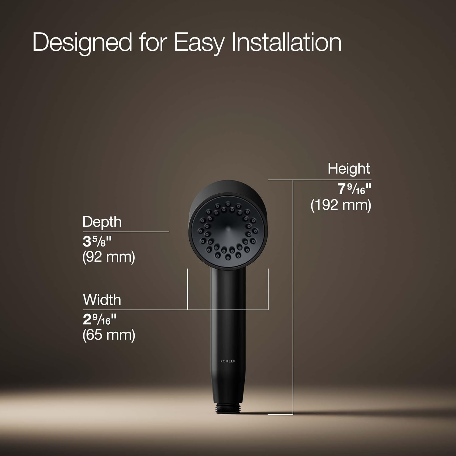 KOHLER 26286-BL Statement Single-Function HAND SHOWER, Maximum Spray Performance with an Easy-to-clean Surface, Matte Black, 2.5 GPM