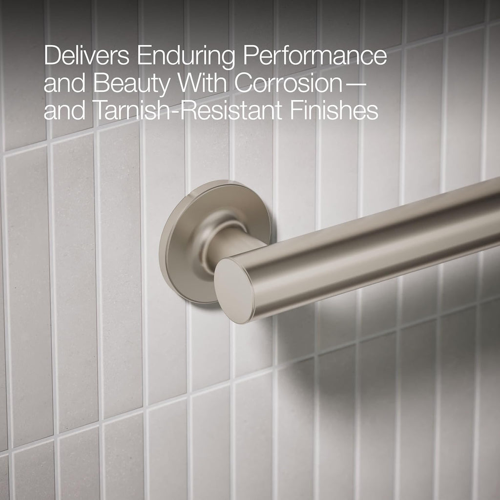 Kohler 11895-BN Purist 36' Grab Bar for Bathtubs and Showers, Wall-Mount Grab Bars for Bathroom, Vibrant Brushed Nickel
