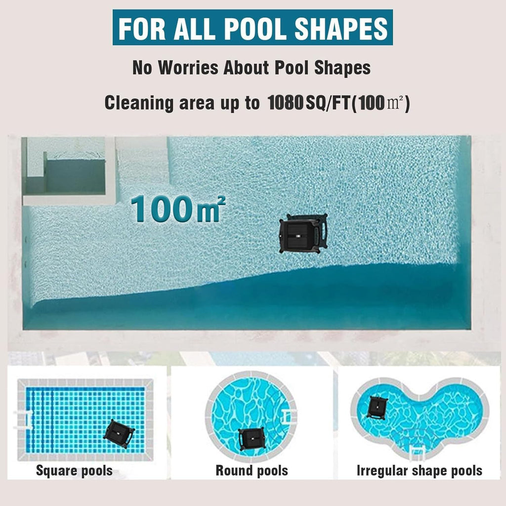Automatic Cordless Robot Solar Powered Pool Skimmer Cleaner for All Swimming Pool Sur-Face, with App Support, Shallow Water Safeguard, and Twin Salt Chlorine Tolerant Motors