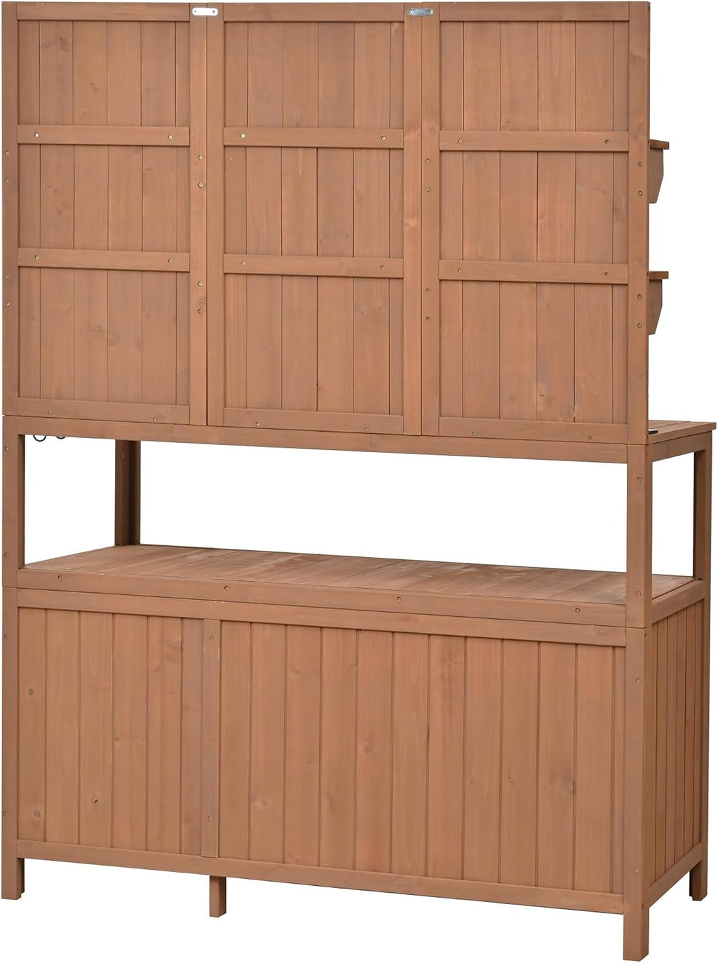 Outdoor Potting Bench Table with Hutch, 50.2' Solid Fir Wood Garden Workstation, Large Countertop, 2 Shelves, 2 Cabinets, for Gardening (Natural6, 50.2')