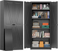 Greenvelly Metal Cabinet, 63' H Black Metal Storage Cabinet with Doors and 4 Shelves, Pantry Storage Cabinet for Kitchen, Bedroom, Living Room, Office (Farmhouse)