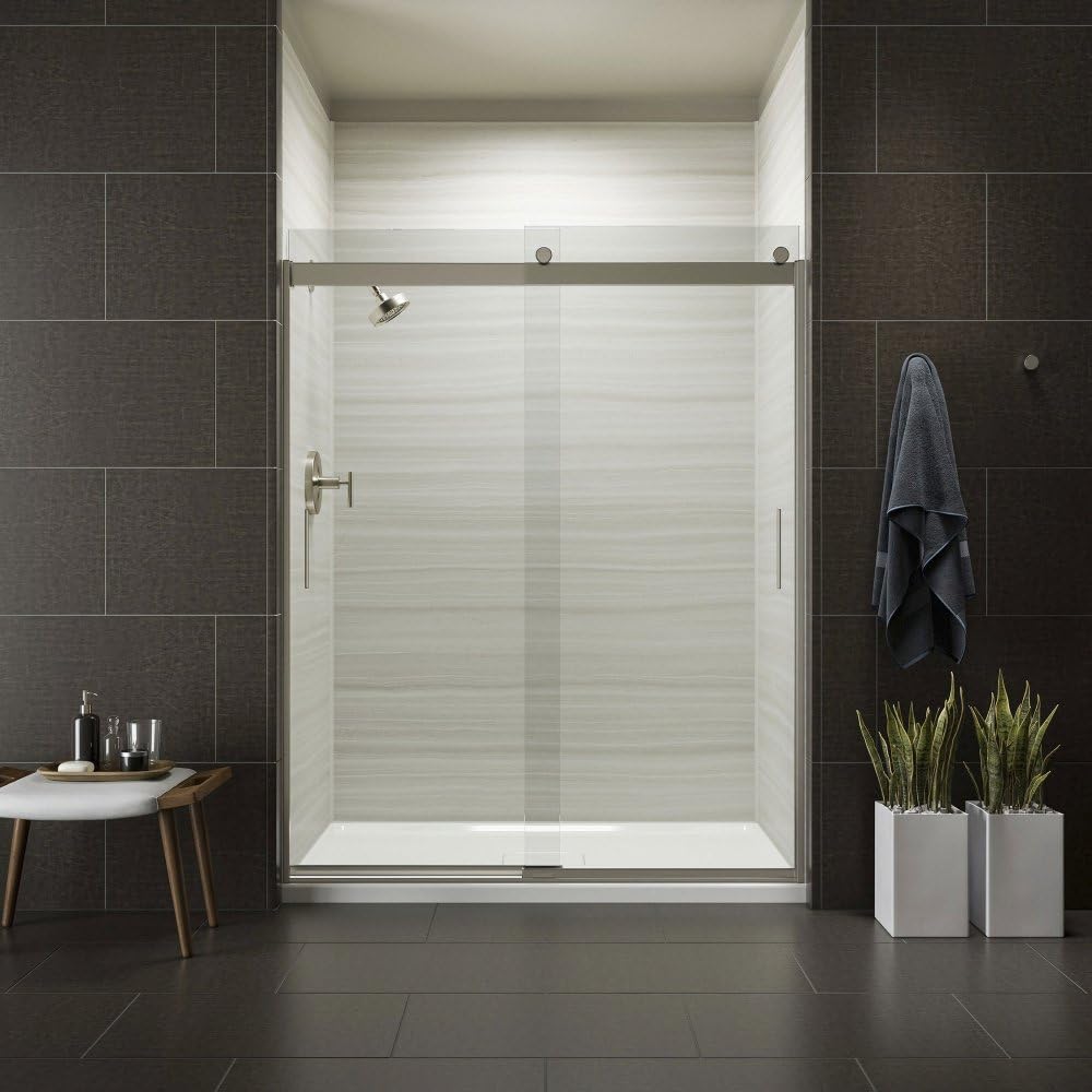 KOHLER K-706009-L-MX Levity Bypass Shower Door with Handle and 1/4-Inch Crystal Clear Glass in Matte Nickel