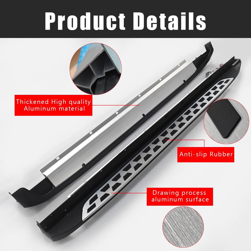 Heavy Duty Running Boards for 2026 2027 Hyundai Palisade, 2PCs, Silver | Fixed Side Steps, Side Pedal Rail Board, DIY gift for dad/husband, Silvery Supports 250 lbs, Palisade Accessories