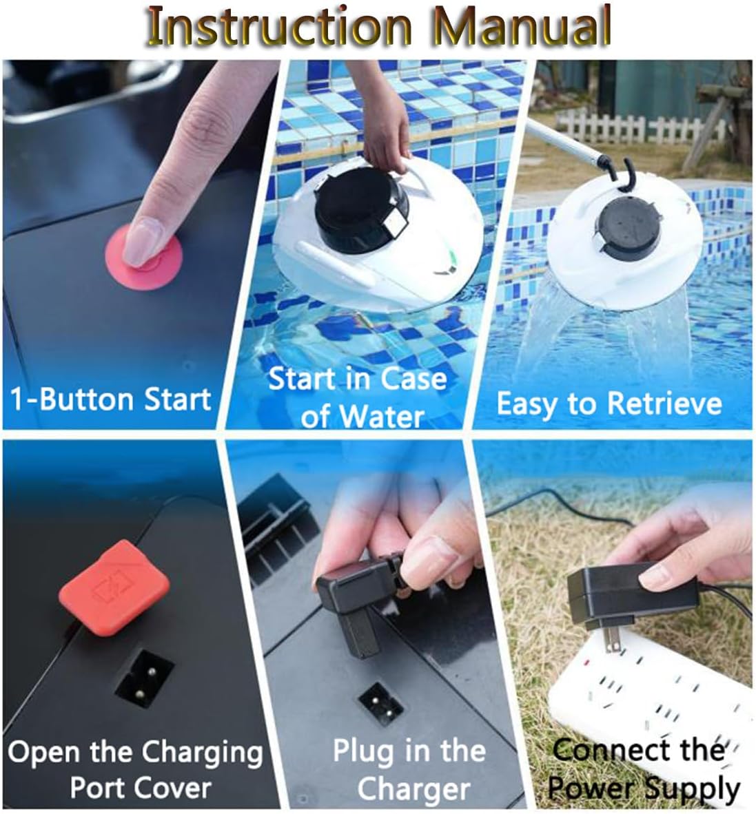 Automatic Robotic Pool Cleaner, Dual Motors Automatic Robot Leaf Cleaners for All Swimming Pool Cleaning Filter Clogged Low Battery Self Parking Function