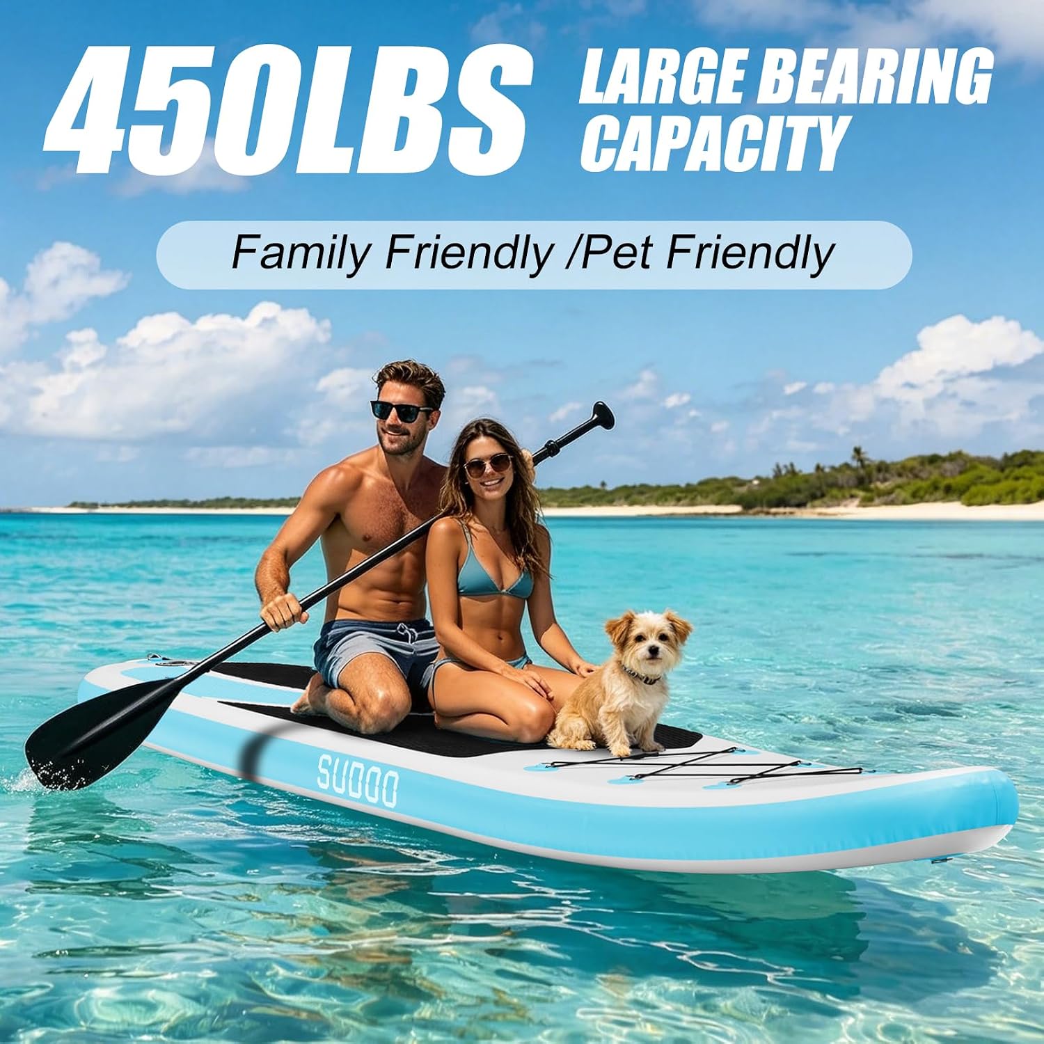 SUDOO Inflatable Stand Up Paddle Board 10'/ 10'6' SUP with 450LB Weight Capacity Adjustable Paddle Wide Stable Non Slip EVA Deck Complete Accessories for Adults Beginners Youth Outdoor Water Sports