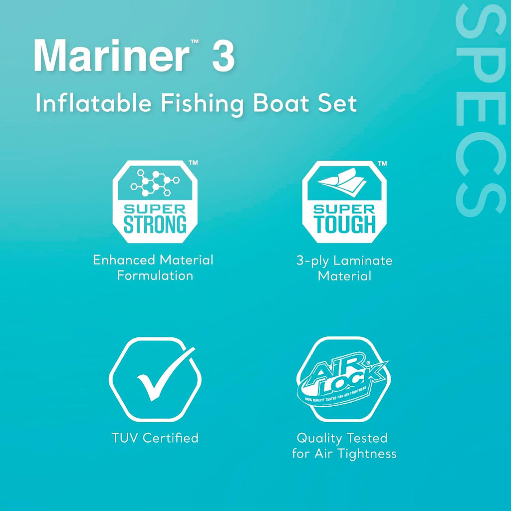 INTEX Mariner Inflatable Boat Series: Includes Deluxe Boat Oars and High-Output Pump – SuperTough PVC – Wear-Resistant Keel – Removable Fishing Rod Holders – Heavy Duty Grab Handle