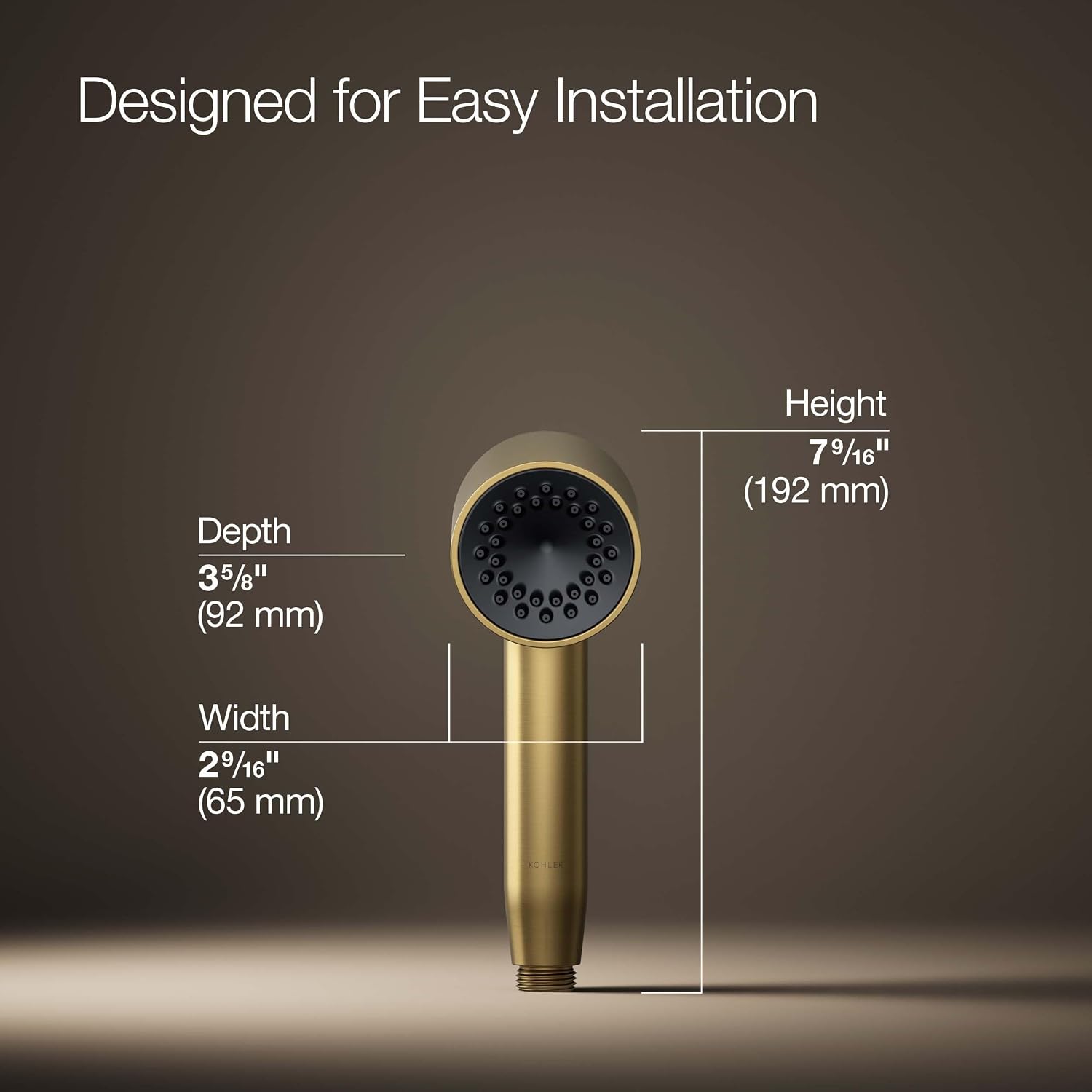 KOHLER 26286-2MB Statement Single-Function HAND SHOWER, Maximum Spray Performance with Easy-to-clean Surface, Vibrant Brushed Moderne Brass, 2.5 GPM