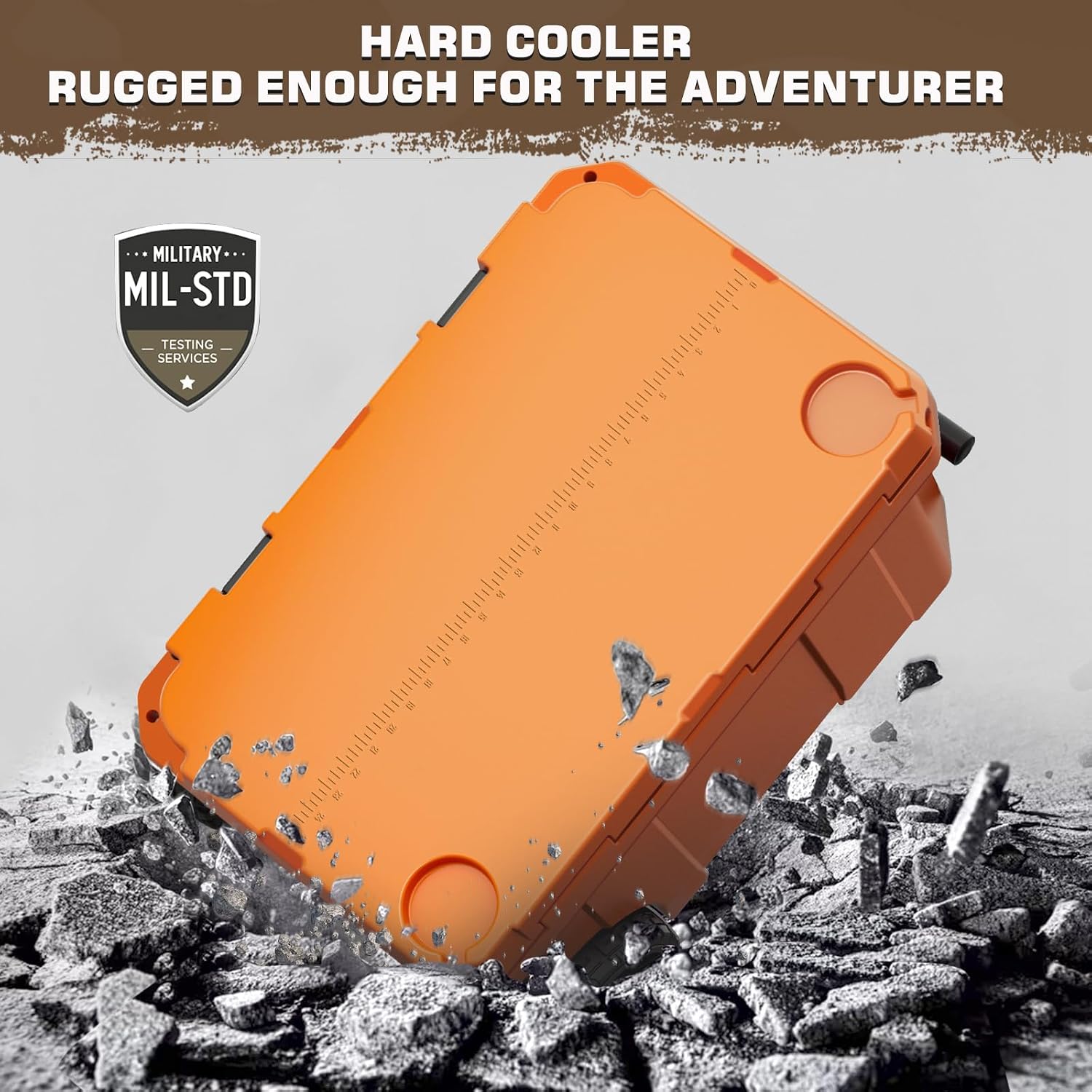 55 Quart Cooler with Wheels, Ice Chests Portable Camping Cooler Holds Ice up to 6 Days, Leak-Proof Outdoor Insulated Cooler with Handle, Cup Holders, Hard Cooler for Camping, Beach, Boat