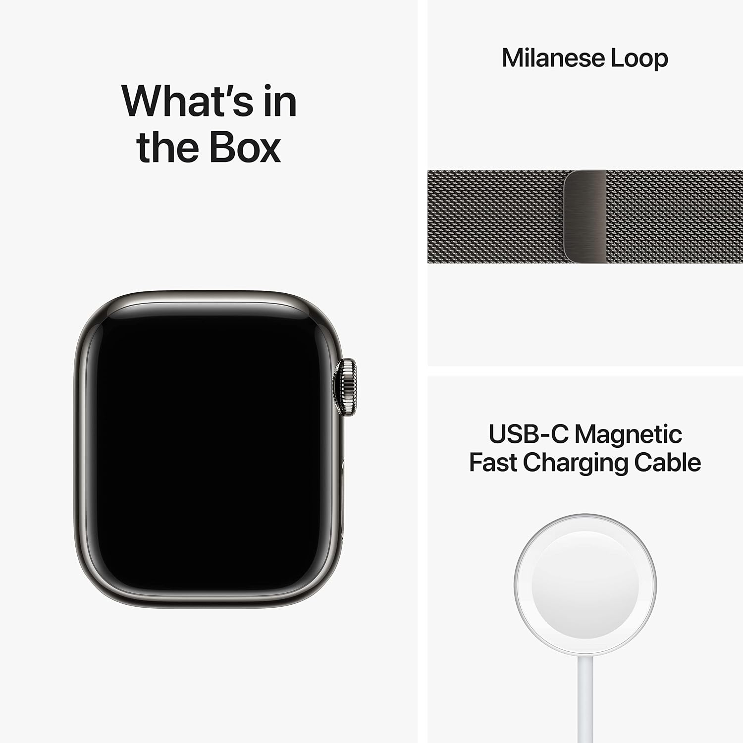 Apple Watch Series 8 (GPS + Cellular, 41MM) - Graphite Stainless Steel with Graphite Milanese Loop (Renewed)