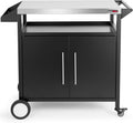 OuterMust Grill Table Outdoor Kitchen Cabinet, Moveable Outdoor Prep Table & Bar for Storage, Grilling and Pizza Oven, Multifunctional Silver & Black