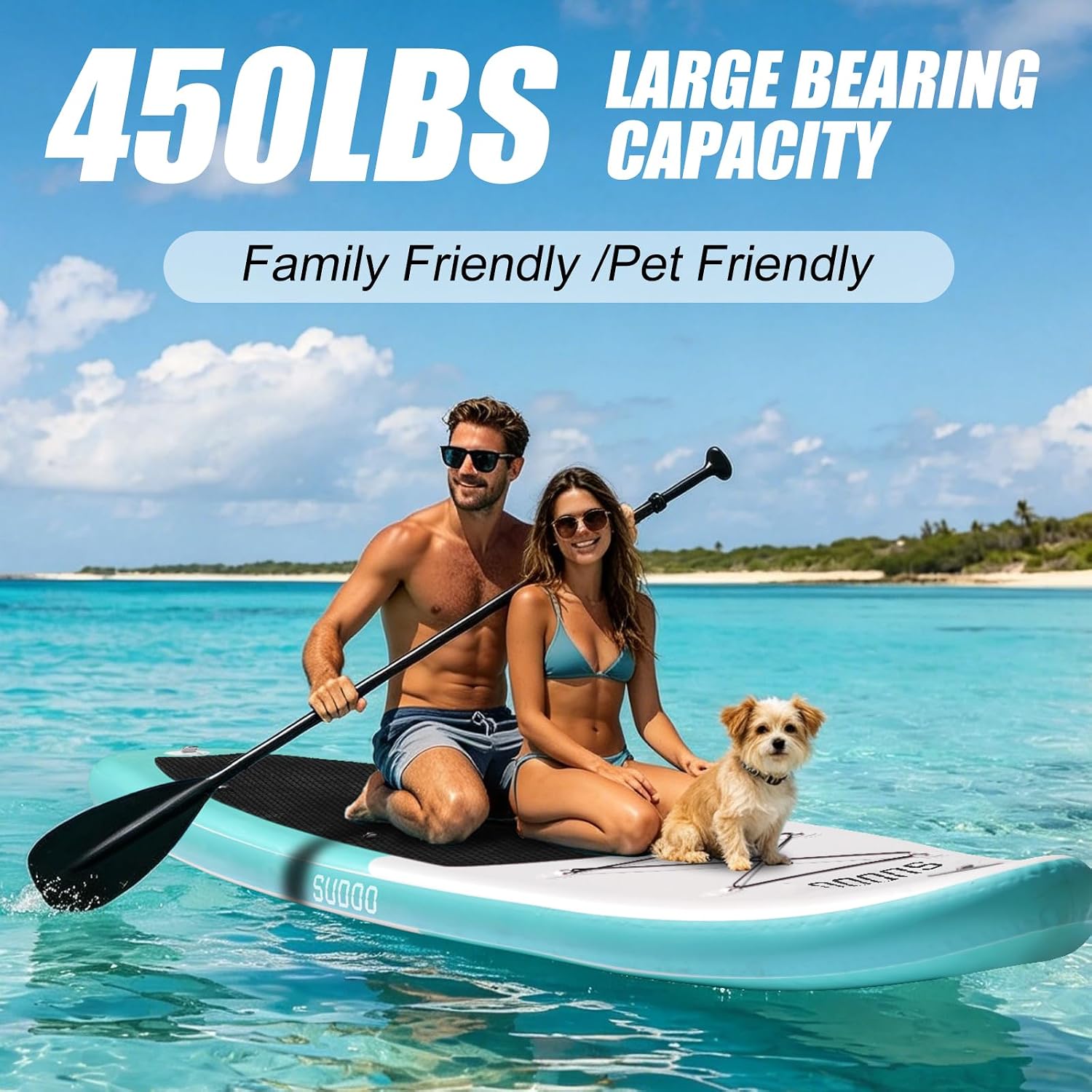 SUDOO Inflatable Stand Up Paddle Board 10'/ 10'6' SUP with 450LB Weight Capacity Adjustable Paddle Wide Stable Non Slip EVA Deck Complete Accessories for Adults Beginners Youth Outdoor Water Sports