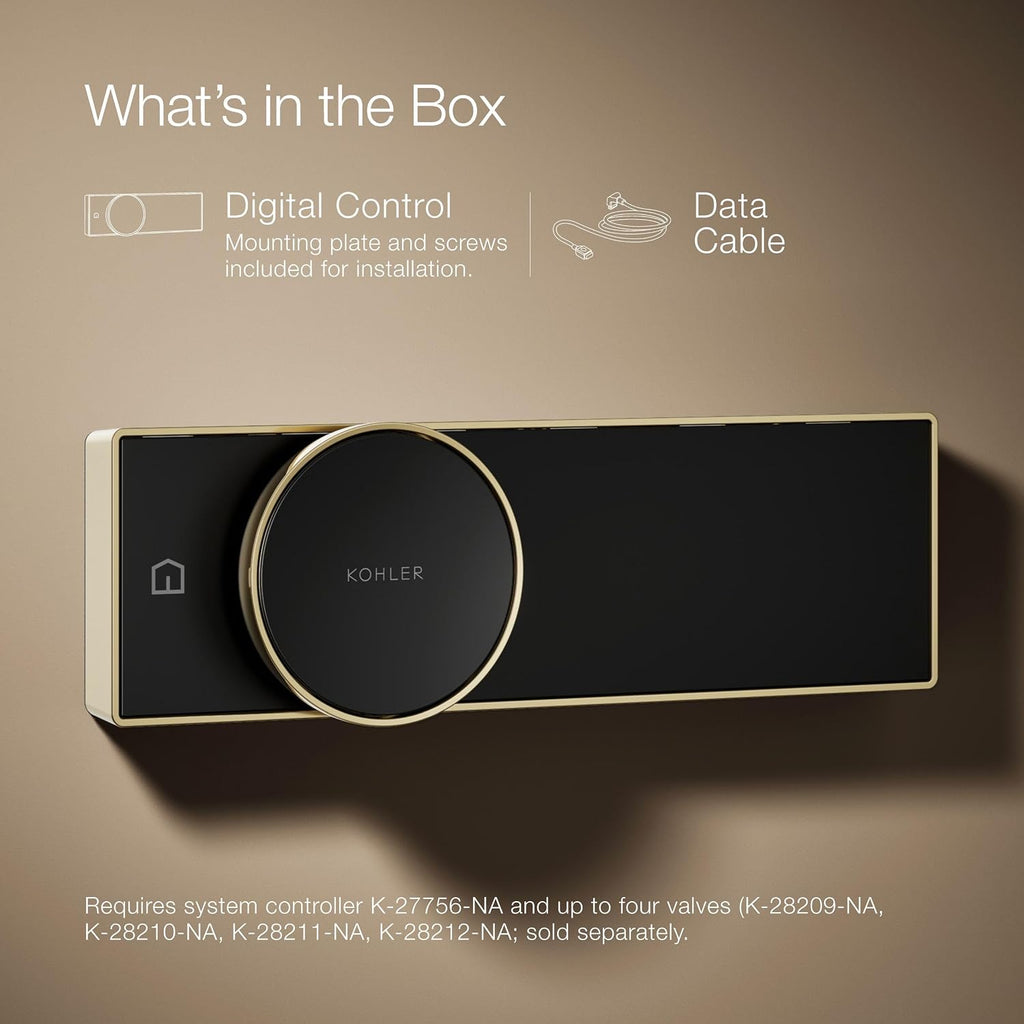 KOHLER Anthem + Digital Control Steamhead in Vibrant French Gold, Large Dial for Easy Temperature and Flow Rate Adjustment, Features System Warm-Up and Pause Option, Includes Optional Flow Restrictor