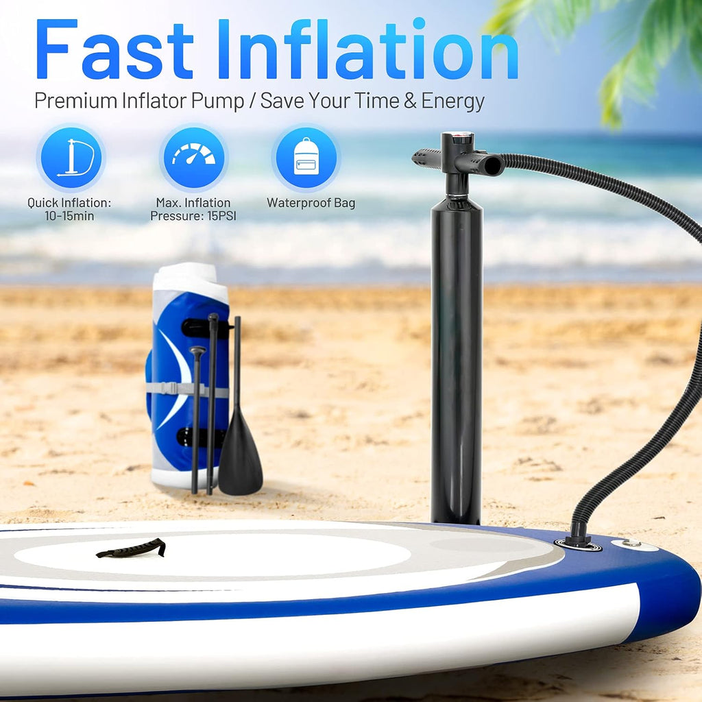 GYMAX Inflatable Stand Up Paddle Board, 6' SUP with Premium Complete Accessories, Backpack, Pump, Leash, Paddle & Removable Fins, Portable Stand Up Boat for All Skill Level