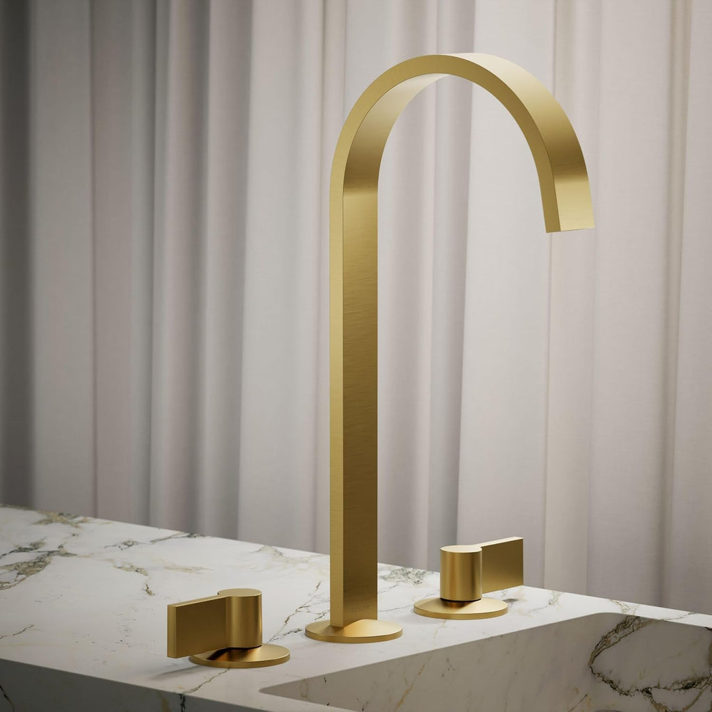 Kohler 77966-2MB Components® Bathroom sink faucet spout with Ribbon design, 1.2 gpm, Vibrant Brushed Moderne Brass