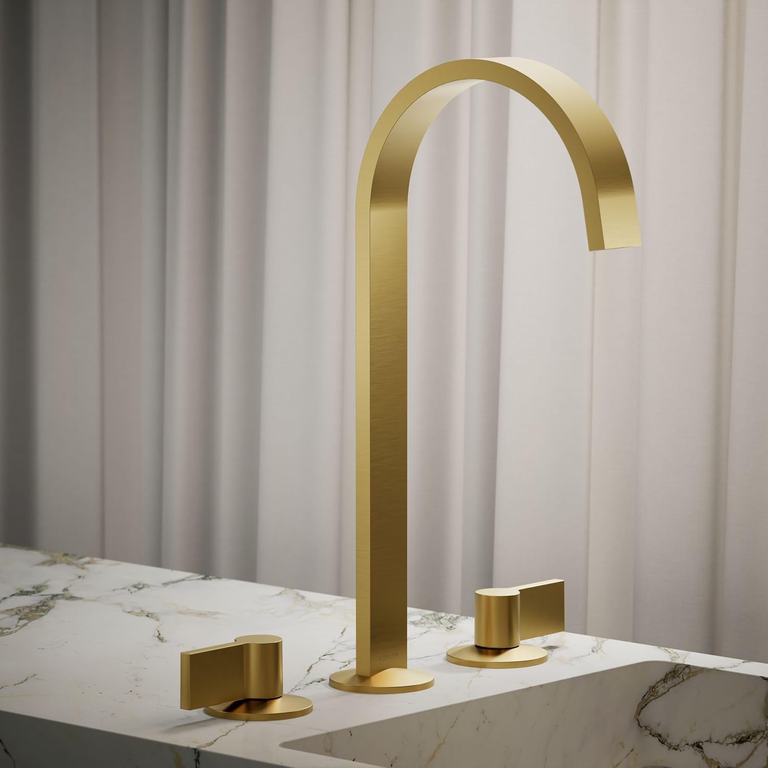 Kohler 77966-2MB Components® Bathroom sink faucet spout with Ribbon design, 1.2 gpm, Vibrant Brushed Moderne Brass