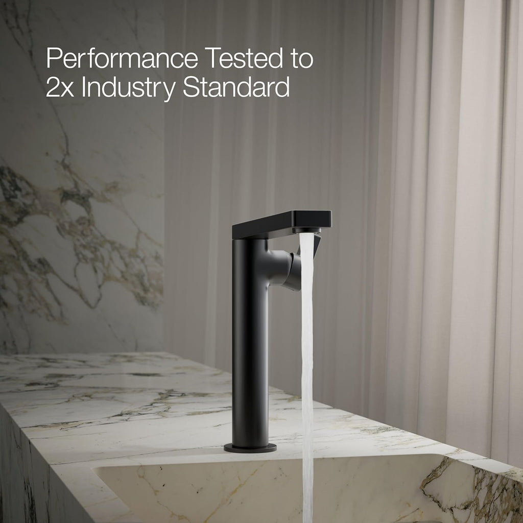 Kohler 73168-4-BL Composed® Tall Single-Handle Bathroom Sink Faucet with Lever Handle, 1.2 gpm, Matte Black