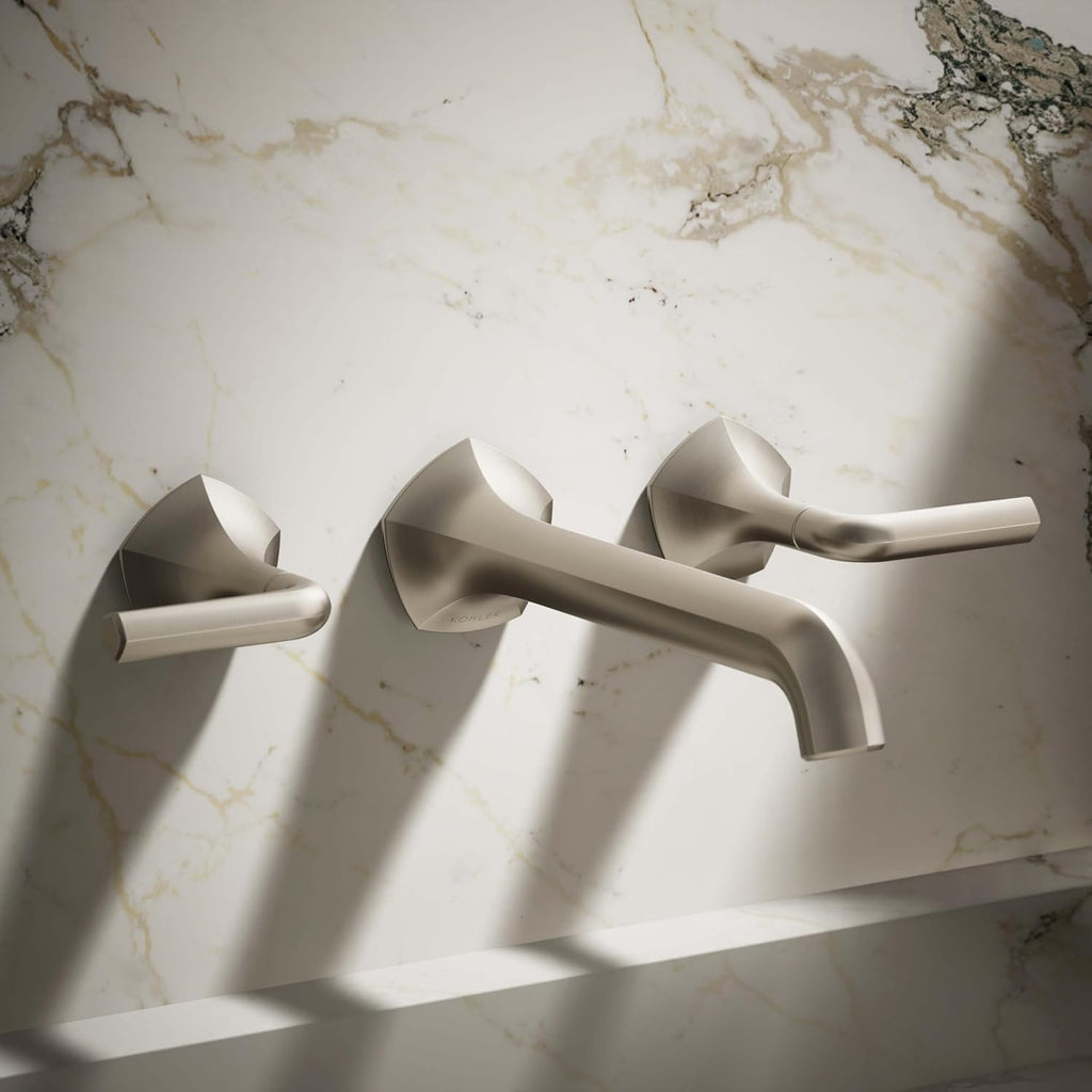KOHLER T27013-4-BN Occasion Wall-Mount Bathroom Sink Faucet Lever Handle Trim in Vibrant Brushed Nickel